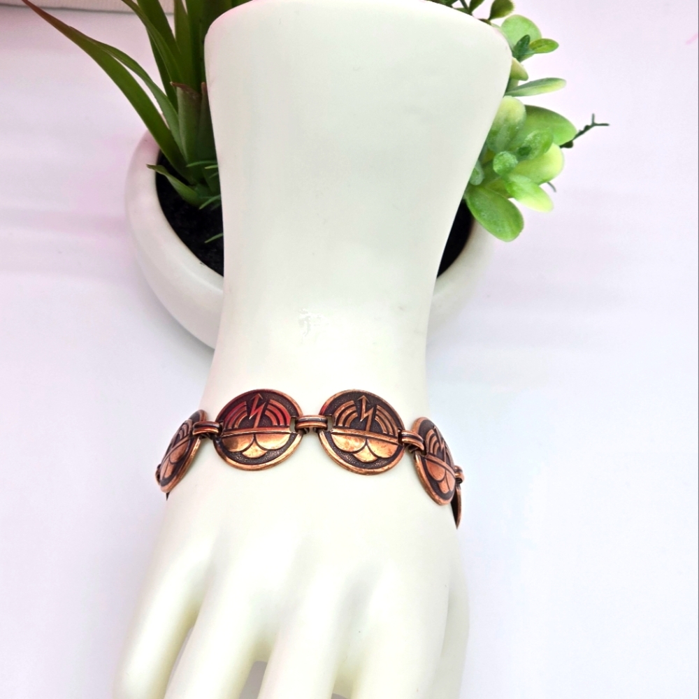 Copper Thunderstorm Cloud Lightning Bolt Link Bra… - image 2